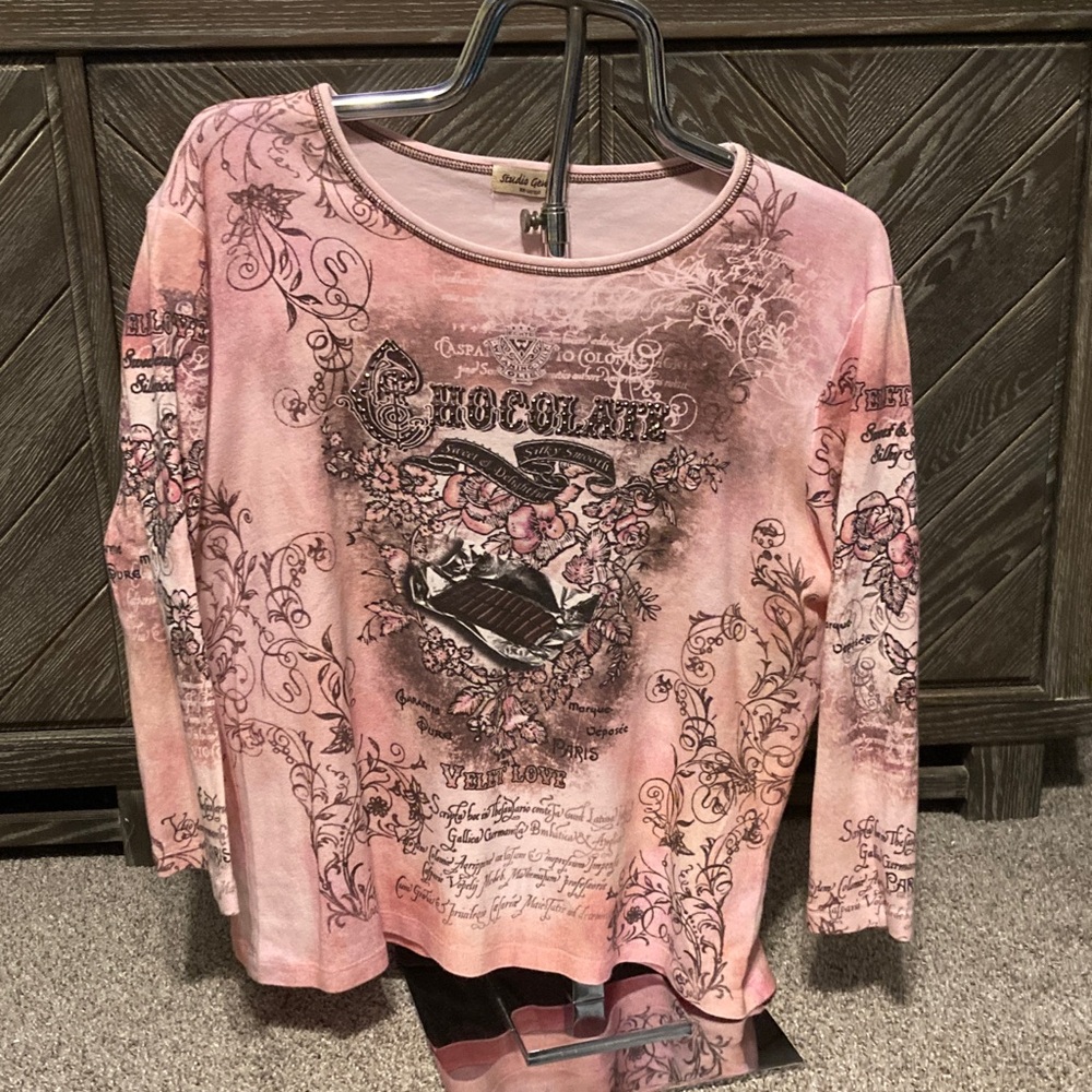 Studio Gem Q Pink 3/4 Sleeve Top
